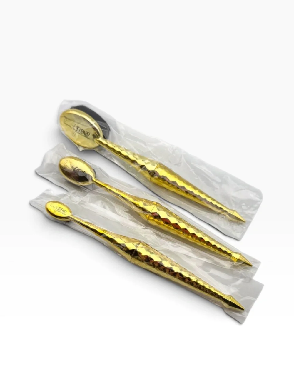 Jessica Simpson Beauty Fiend Gold Makeup Brushes Set Of 3 - NIP
